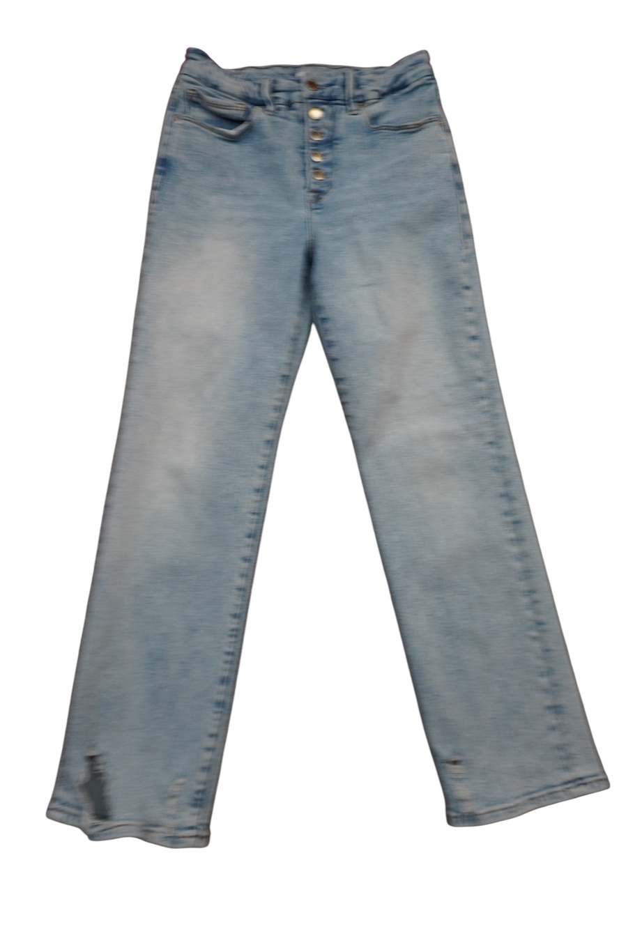Good American Button Fly Jeans Womens 8 29 High Rise Straight Leg Light Wash